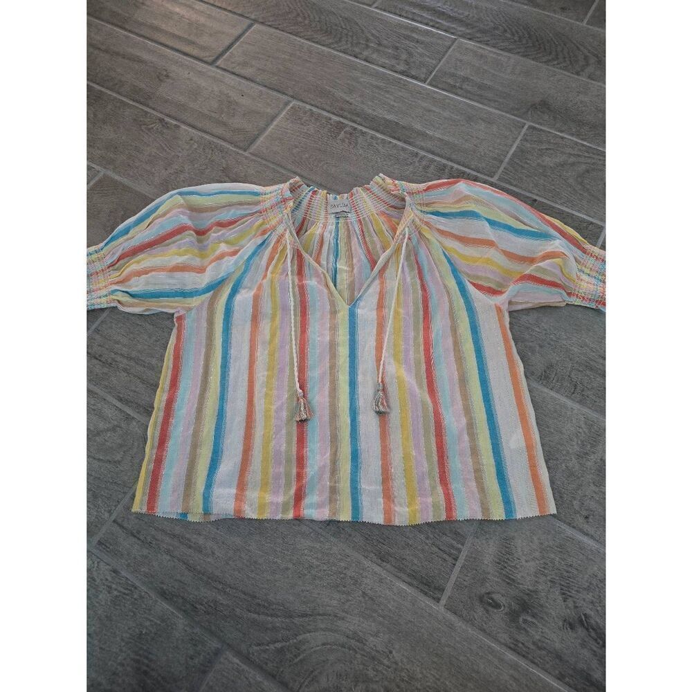 Women's Saylor Elbow Sleeve Blouse Multicolorā StripesāSize XS/S